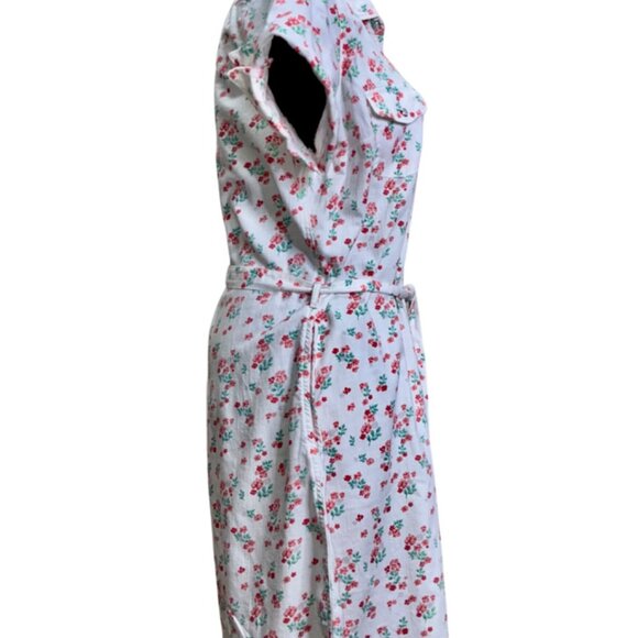 NWOT Levis Snap Front Dress Short Sleeve White/Floral Belted Cotton Sz 12 .e - Picture 4 of 8
